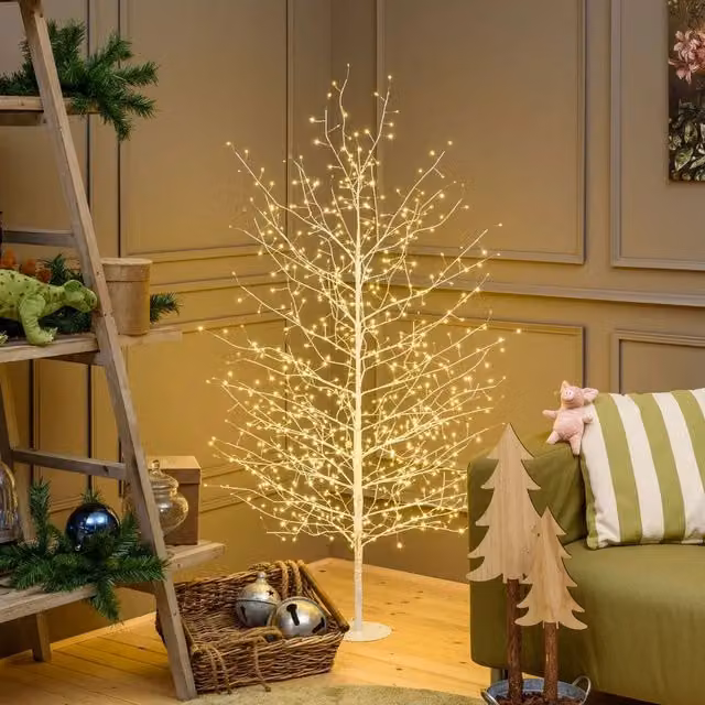 Albero decorativo a ramo di tiglio Top Eventi Store colore champagne con 784 microled bianco caldo, Altezza: 1,7 m
