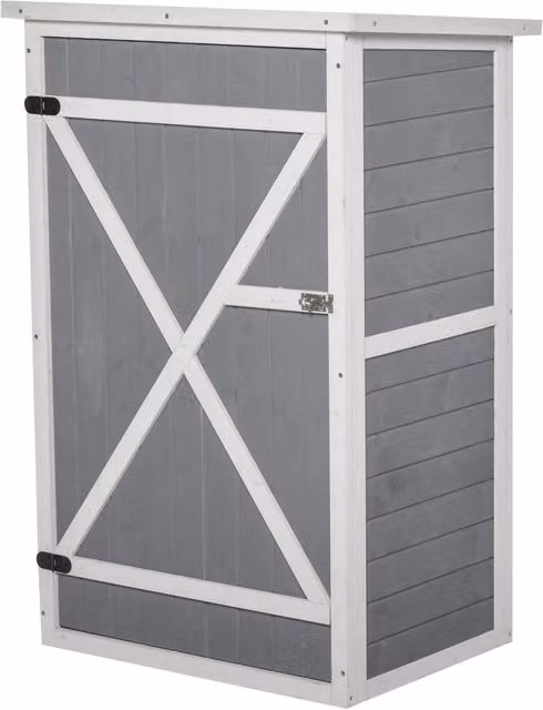 Casetta Box da Giardino GIORDANOSHOP in Legno Grigio con Serratura e Ripiani L/P/H: 75 x 56 x 115 cm