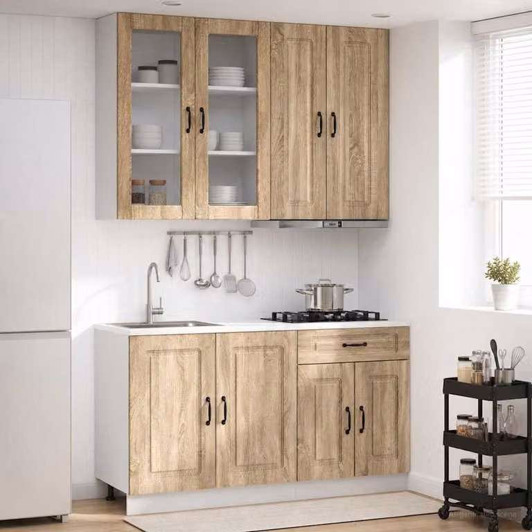 Set di 4 unità cucina moderna vidaXL KALMAR in legno ingegnerizzato e MDF, colore marrone