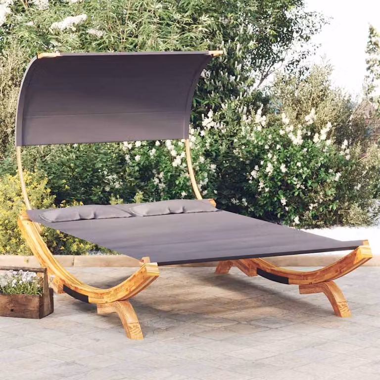vidaXL Lettino con Tettuccio in Legno Trattato Antracite L: 165 cm, P: 203 cm, H: 126 cm
