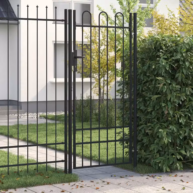 vidaXL Cancello a Singola Anta a Battente in Acciaio Nero e Grigio L: 100 cm, H: 200 cm