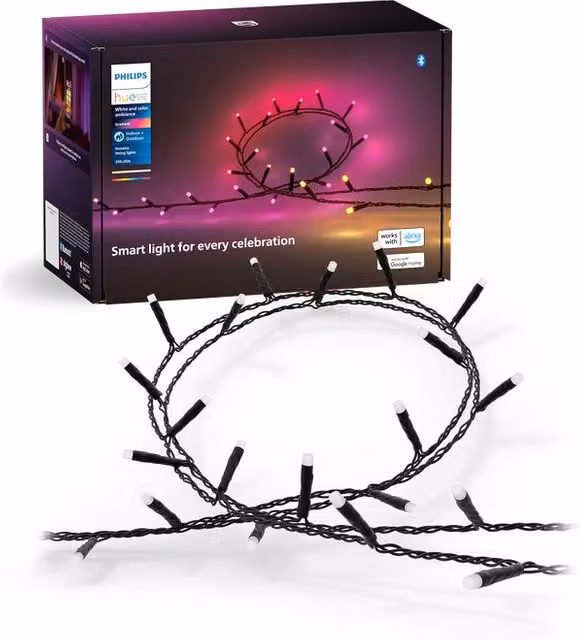Ghirlanda luminosa Philips Hue RGB multicolore con 250 LED, lunghezza 20 m, protezione IP44, colore nero