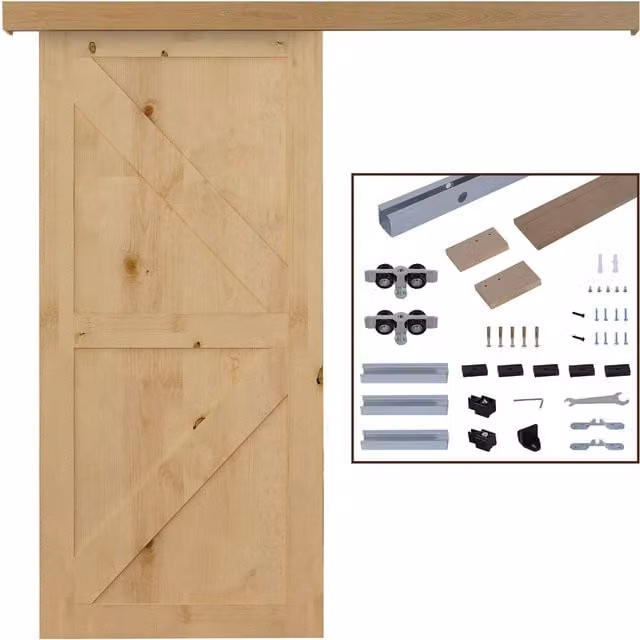 Kit binario per porte scorrevoli in stile rustico in legno HOMCOM, colore marrone, Lunghezza: 200 cm