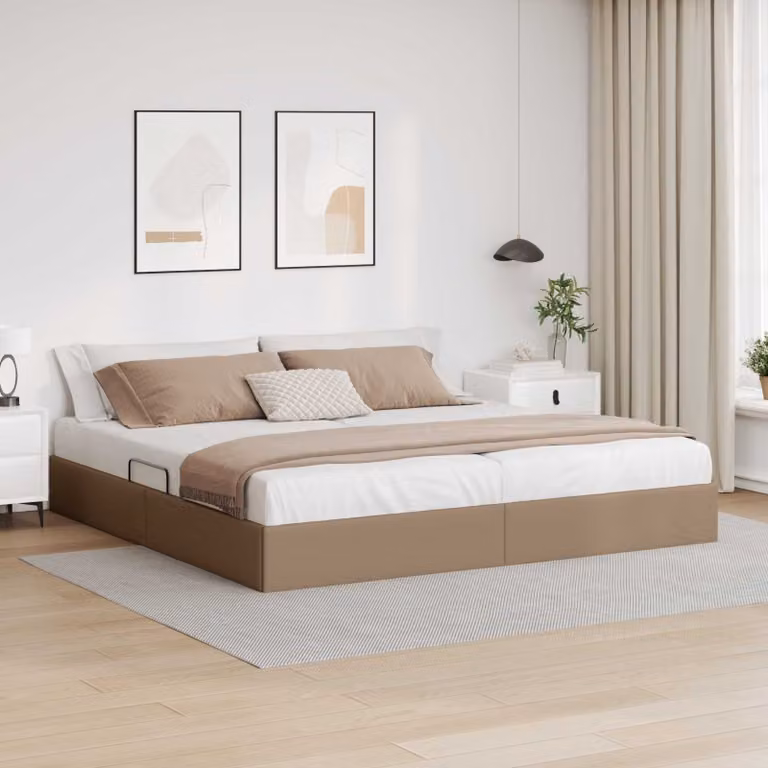 Letto ottomano vidaXL in pelle sintetica marrone con base a sollevamento L: 200 cm, P: 200 cm, H: 280 cm