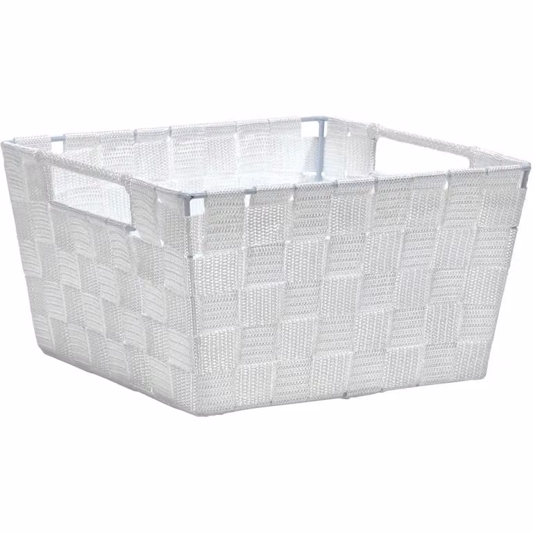 Cestino con manici Vestiamo Casa, colore bianco, H: 14 cm, L: 25 cm, P: 25 cm