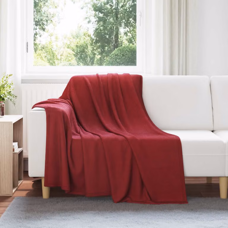 Set di 24 coperte in pile vidaXL per adulti, colore rosso bordeaux, L 200 cm x P 150 cm