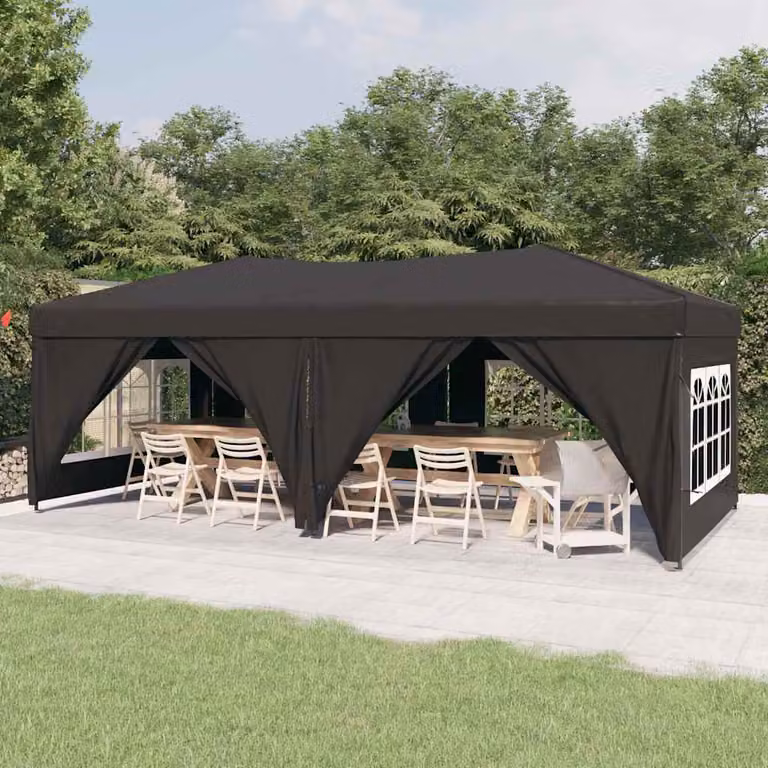 vidaXL Tenda per Feste Pieghevole con Pareti Laterali Antracite e Finestre L/P/H: 6 x 3 x 2,92 m