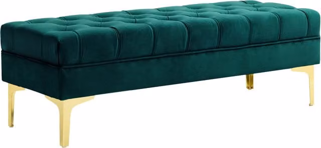 Cassapanca Contenitore Imbottita HOMCOM con Rivestimento in Velluto Trapuntato, Verde Scuro
