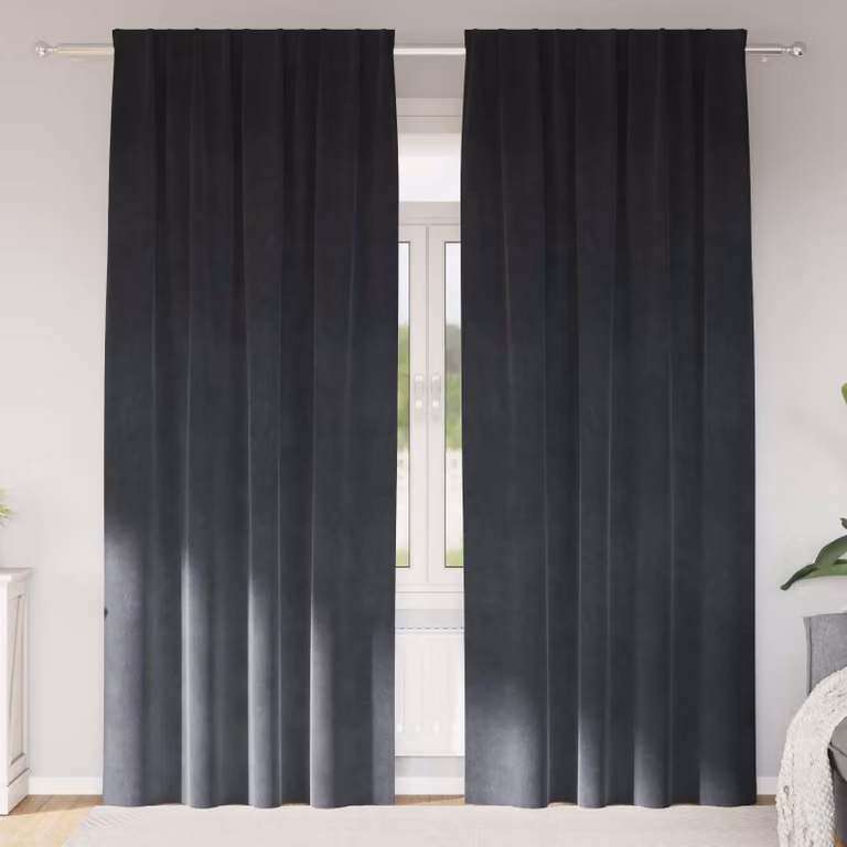 Set di 2 tende oscuranti in velluto vidaXL, Grigio, L: 140 cm, H: 225 cm
