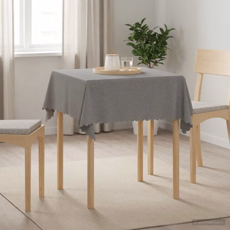 Tovaglia Quadrata vidaXL in Jacquard Grigio con Disegno Grafico, Idrorepellente e Lavabile in Lavatrice, 140 x 140 cm