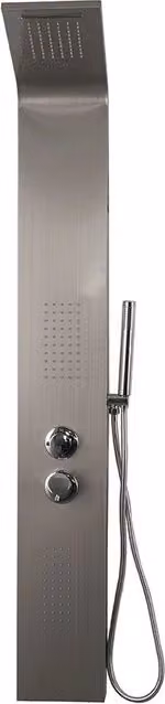 Colonna doccia con pannello idromassaggio effetto cascata e doccino YH8125 RIO in acciaio inossidabile satinato argento