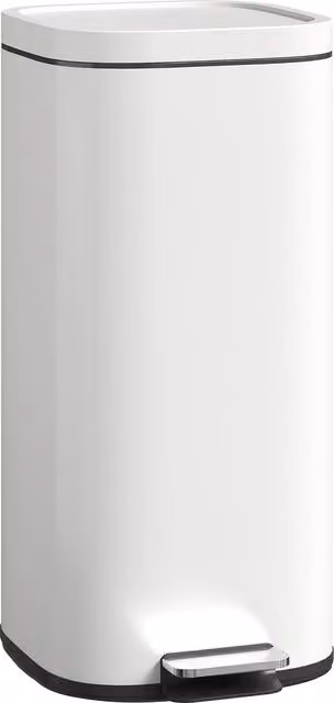 Pattumiera da cucina HOMCOM a pedale con coperchio soft-close e finitura anti-impronta, colore bianco, capacità 30 L