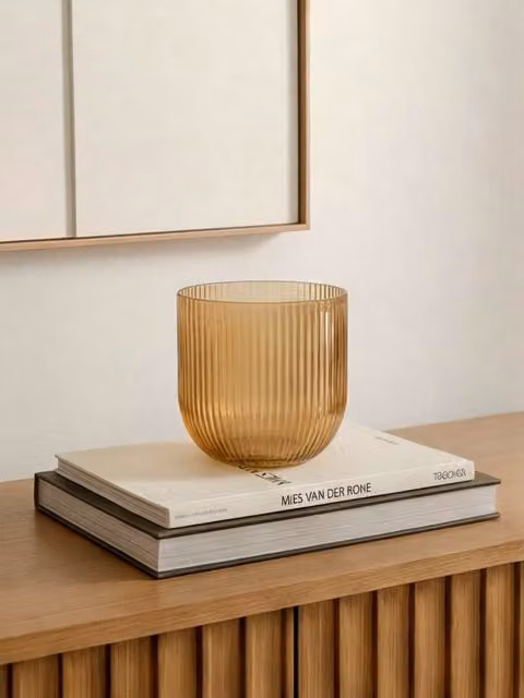 Vaso piccolo Joe marrone e trasparente in vetro Kenay Home per tavolo