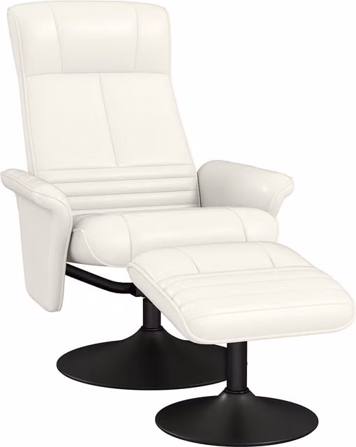 Poltrona relax HOMCOM con pouf girevole ed ergonomica in microfibra, bianco crema
