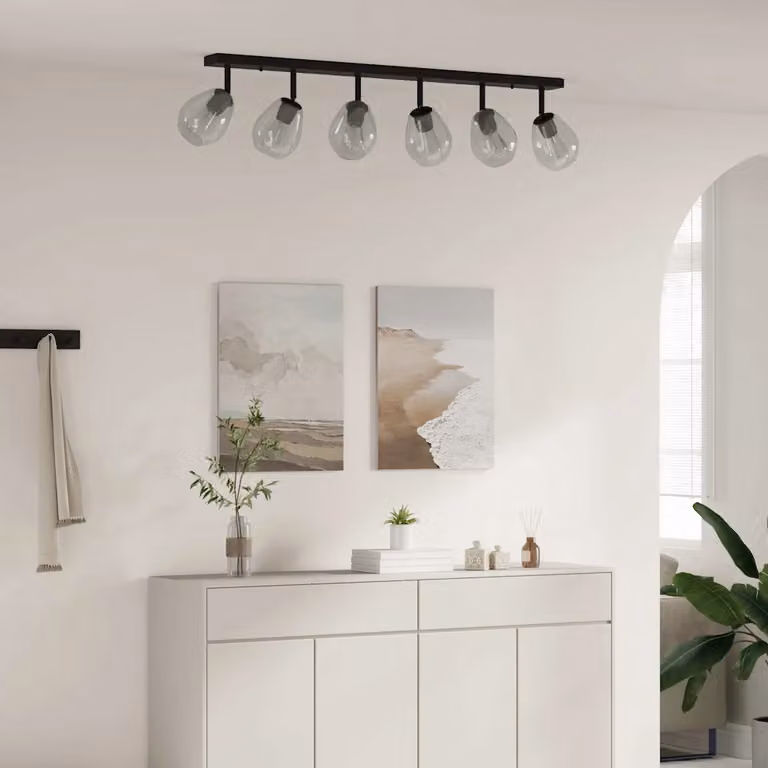 vidaXL Faretto da soffitto moderno in metallo e vetro Nero L: 110,5 cm, P: 13 cm, H: 26 cm