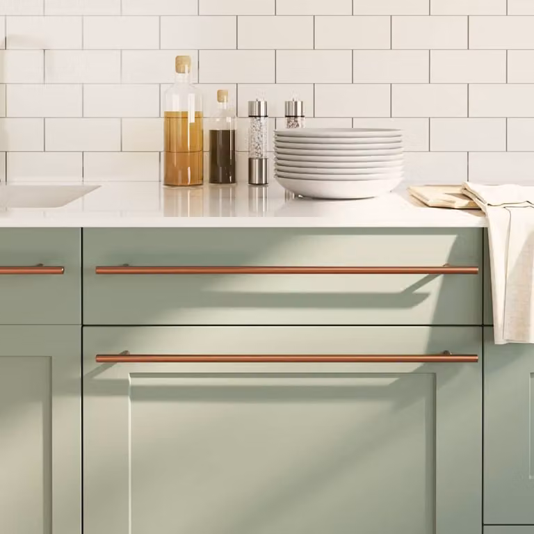 Set di 20 maniglie per mobili a barra vidaXL in acciaio inox color bronzo, lunghezza 48 cm