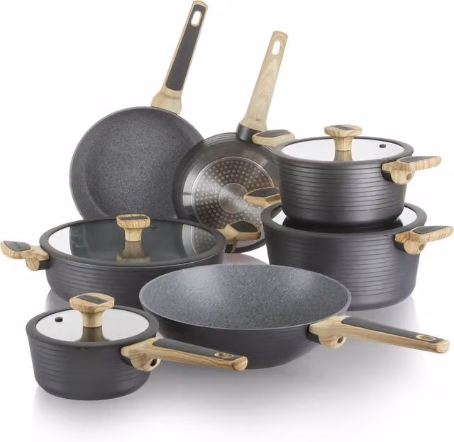 Set di pentole Kasanova Corredo 2.0 in alluminio con rivestimento antiaderente, 11 pezzi, grigio