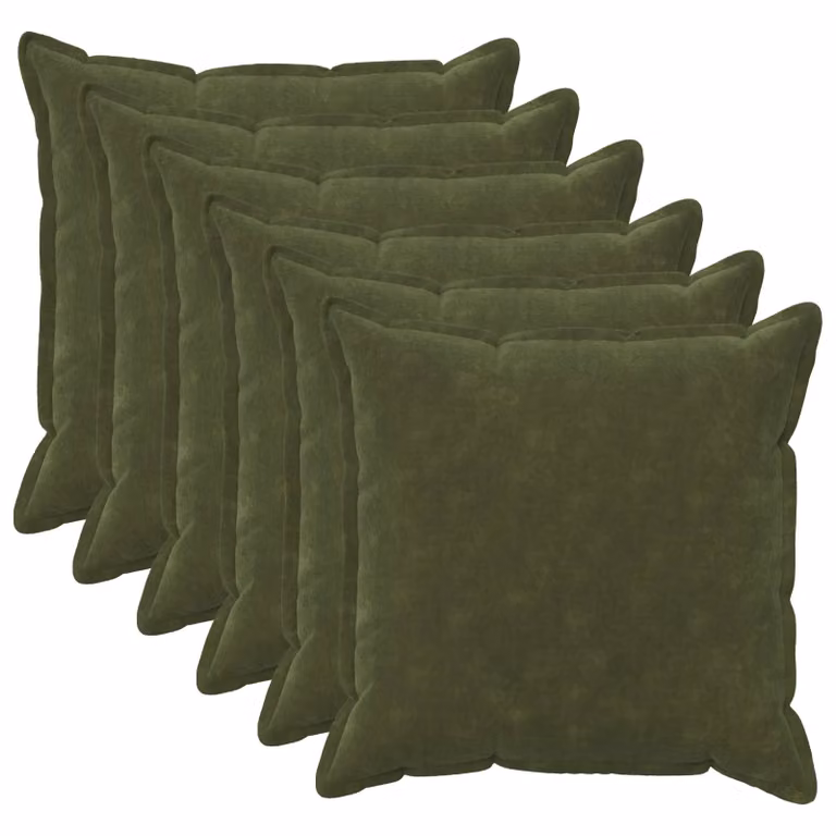 Set di 6 federe vidaXL HOUTEN verdi in microfibra, L/P: 65 x 65 cm