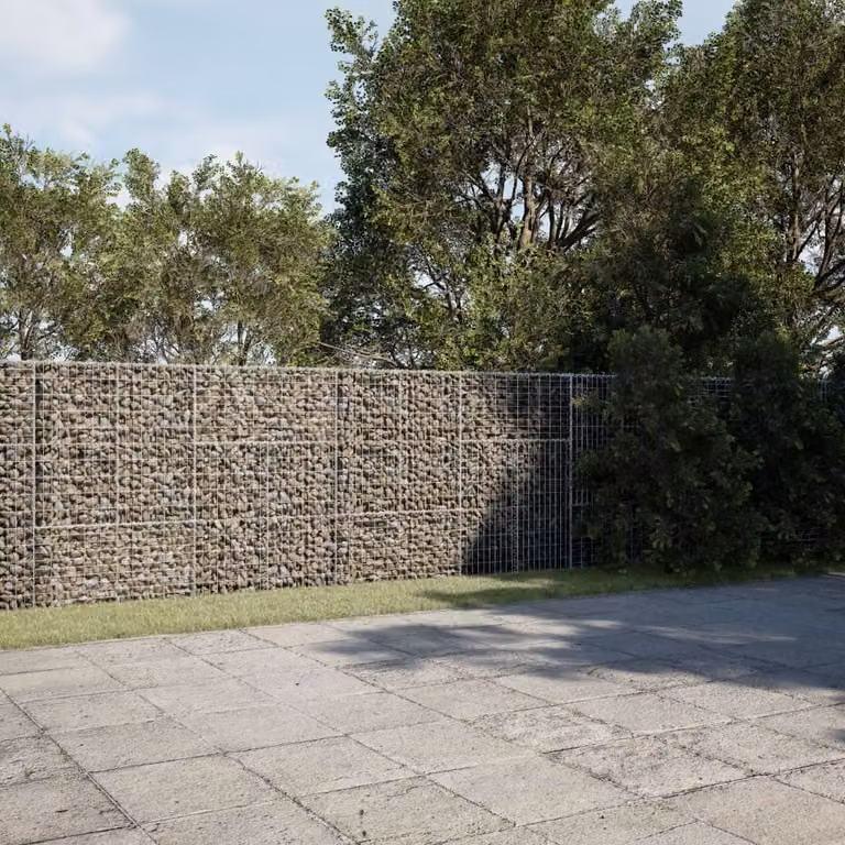 Cesto Gabbione con Copertura vidaXL in Ferro Zincato Argento L/P/H: 700 x 100 x 150 cm