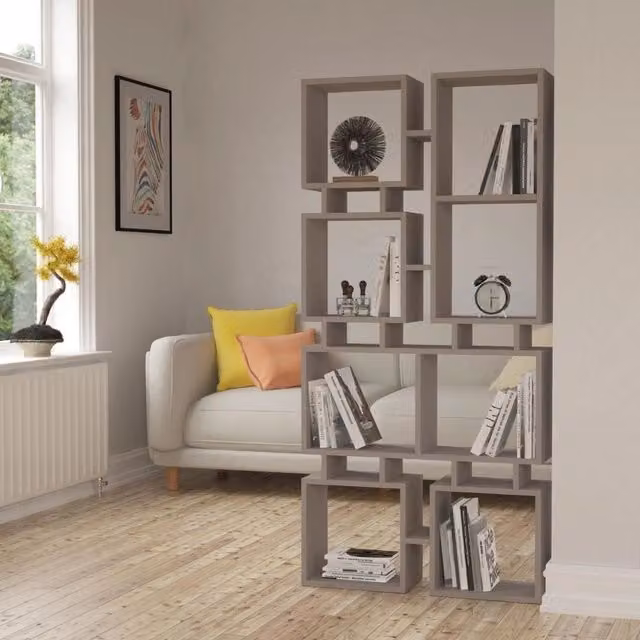 Libreria bifacciale Rail Effezeta Italia, colore beige tortora, L: 79 cm, H: 166,5 cm