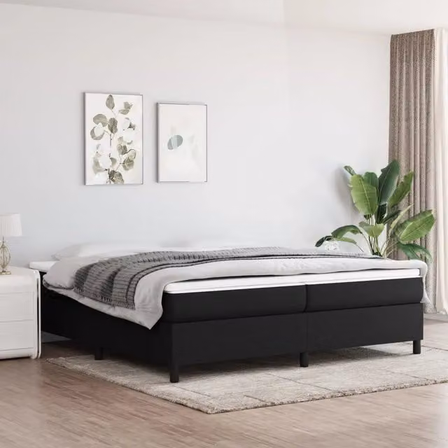 Struttura Letto a Rete a Molle Giroletto Design In Nero in Tessuto L: 200 cm x P: 200 cm