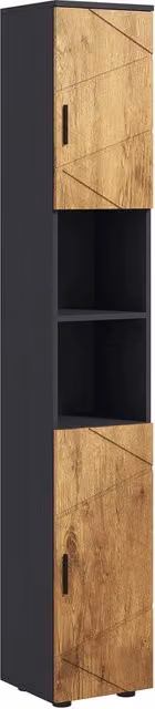 Colonna bagno Minimal con 2 ante in rovere grigio scuro L/P/H: 30 x 30 x 183 cm