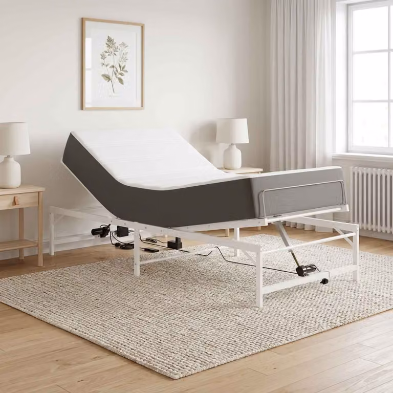vidaXL Telaio Letto Elettrico Regolabile in Metallo Bianco L: 90 cm, P: 190 cm
