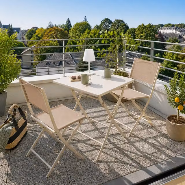 Tavolo pieghevole quadrato Hesperide beige L/P/H: 70 x 70 x 71 cm