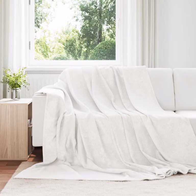 Set di 6 coperte in pile vidaXL bianche, L 240 cm x P 270 cm