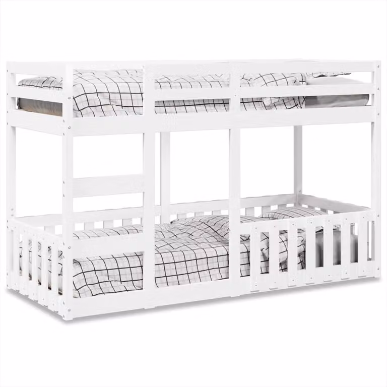 vidaXL Letto a Castello per Bambini in Legno Massello di Pino Bianco L/P/H: 90 x 190 x 195,5 cm