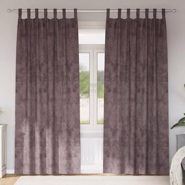 Set di 2 tende in velluto vidaXL marroni con isolamento termico e oscuramento, L: 140 cm, H: 260 cm