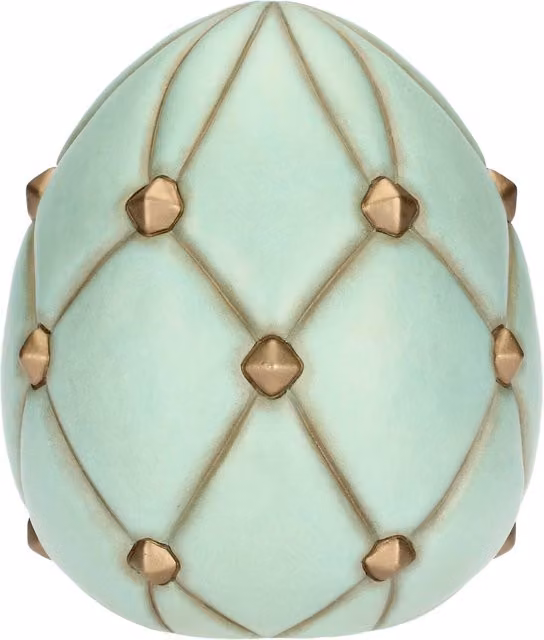 Uovo decorativo in ceramica THUN Incanto di Pasqua azzurro con decorazioni floreali