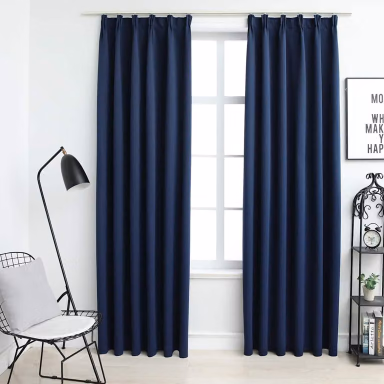 Set di 2 tende oscuranti vidaXL in poliestere blu con ganci, L: 140 cm, H: 245 cm