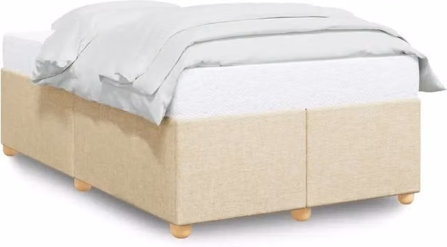Letto matrimoniale Design In beige con struttura imbottita e doghe in legno di pino L 120 x P 200 cm