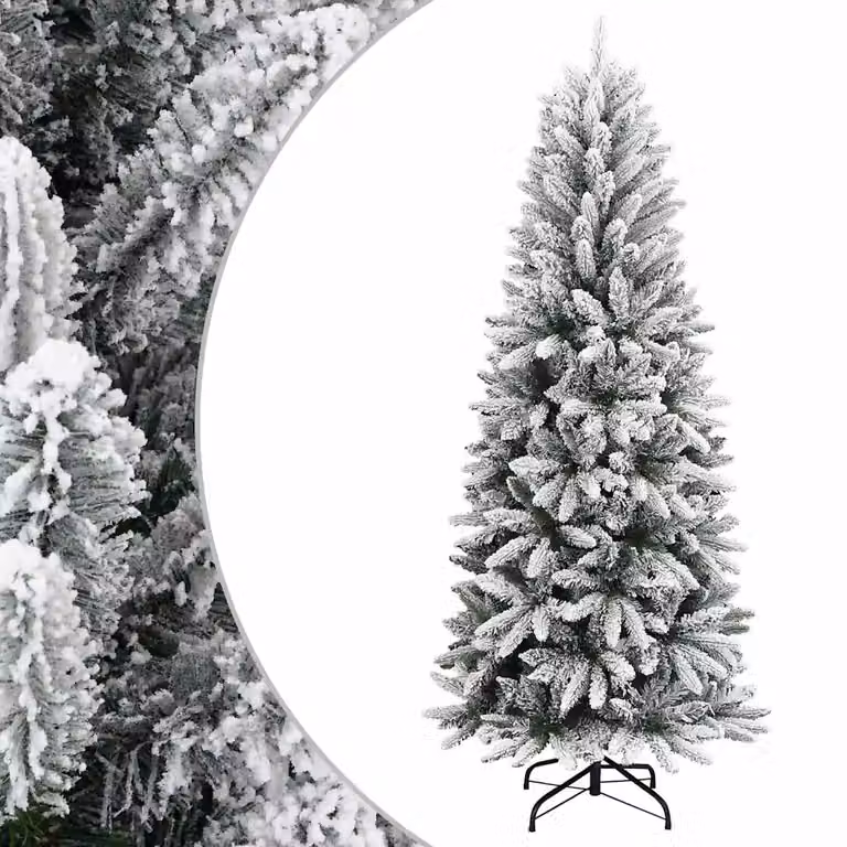 Albero di Natale Artificiale con Neve Floccata vidaXL, Verde e Bianco, Altezza: 150 cm