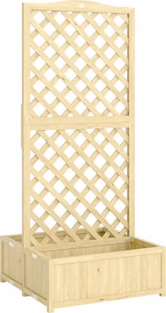 Fioriera con traliccio pieghevole per rampicanti Outsunny in legno naturale, L: 73 cm, P: 70 cm, H: 170 cm