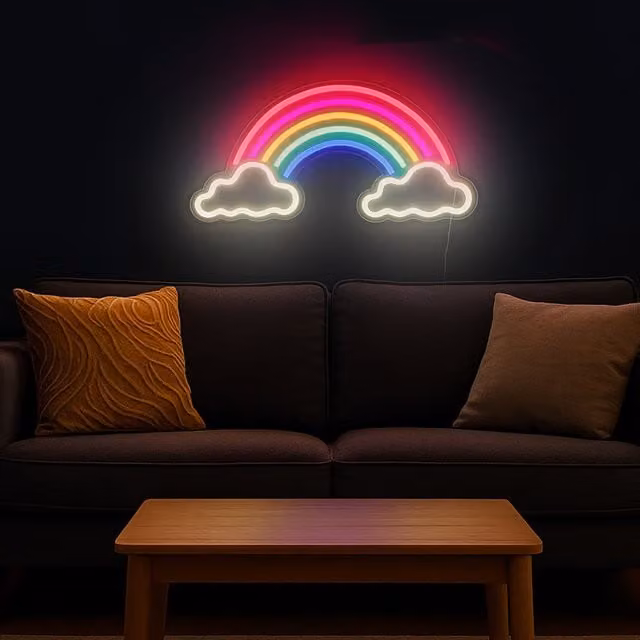 Insegna neon Arcobaleno KASANOVA multicolore con alimentazione USB per parete