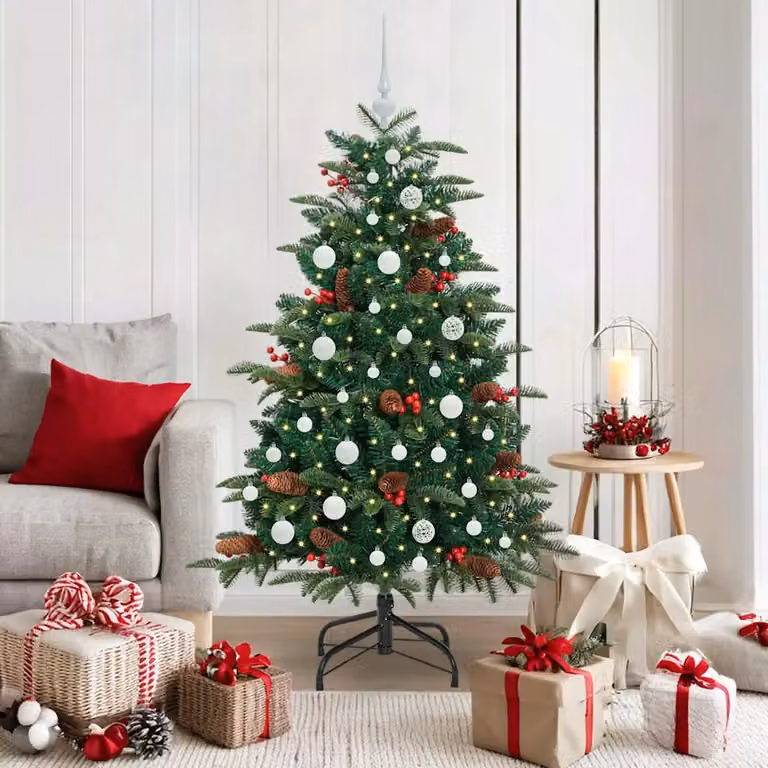Albero di Natale artificiale vidaXL verde con 150 LED luce bianca calda, Altezza: 150 cm