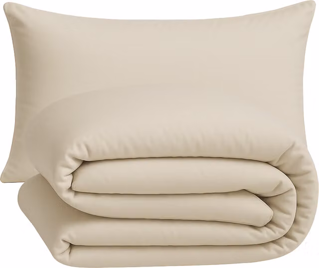 Parure copripiumino e federe DaunenStep in cotone traspirante, colore beige, L: 135 cm x P: 200 cm