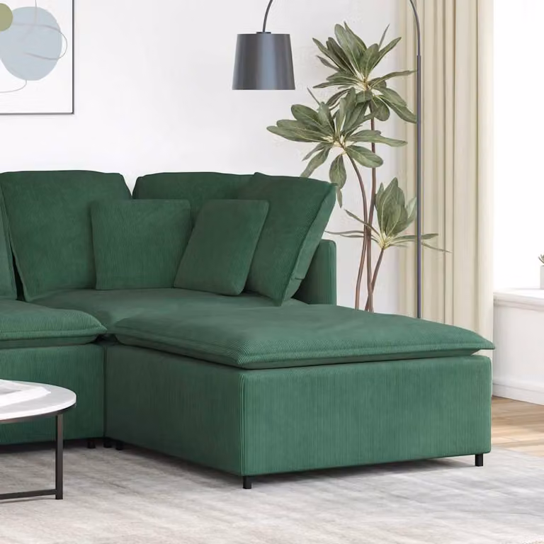 vidaXL Modulo Poggiapiedi per Divano in Velluto Verde, L 100 x P 100 x H 48 cm