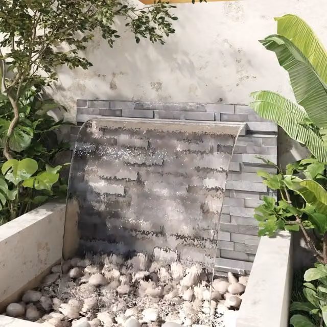 Fontana a cascata rettangolare da parete vidaXL in acciaio inox color argento, Larghezza: 110 cm