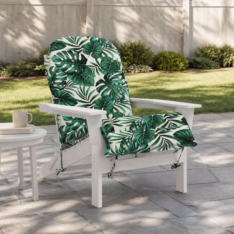 Cuscino per Lounger Sole vidaXL GEMERT Verde con Motivo a Foglie, Resistente alle Intemperie e Lavabile, L: 135 cm x P: 55 cm x H: 6 cm
