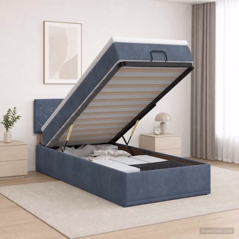 Letto ottomano con materasso vidaXL in velluto Grigio Scuro L: 90 cm, P: 190 cm, H: 128 cm