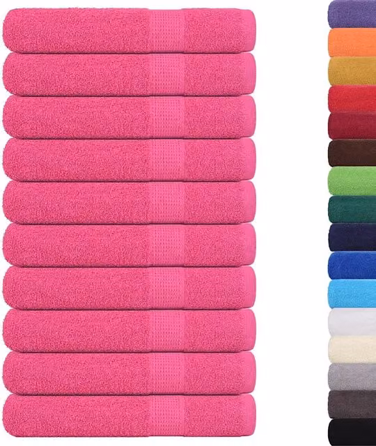 Set di 10 asciugamani da bagno FROGN in cotone rosa, spugna 360 g/m2, L: 100 cm x P: 200 cm