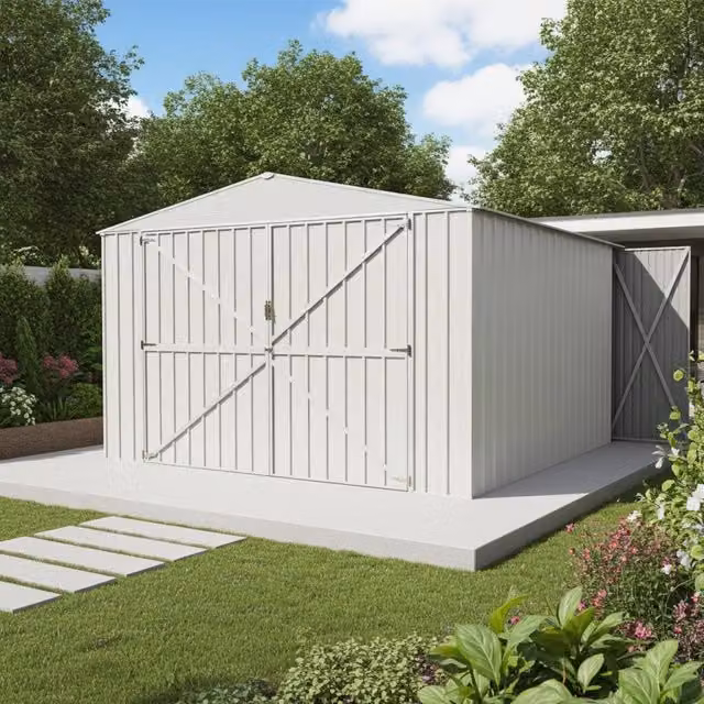 Box garage per auto NOTEK in acciaio zincato bianco e grigio, L: 600 cm, P: 360 cm, H: 232 cm