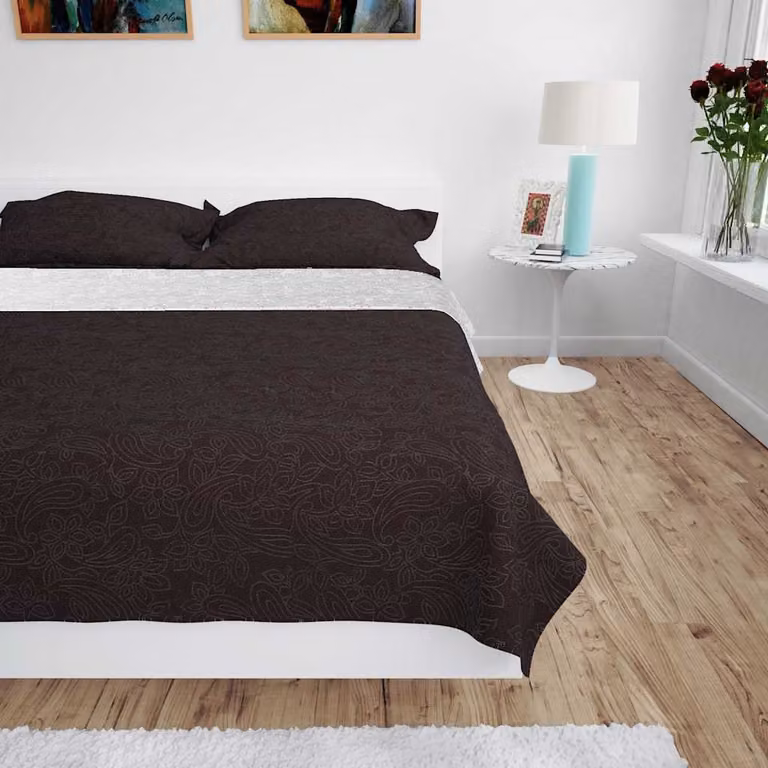 Copriletto Double-Face Trapuntato vidaXL in Cotone e Microfibra, Beige e Marrone, L 170 x P 210 cm