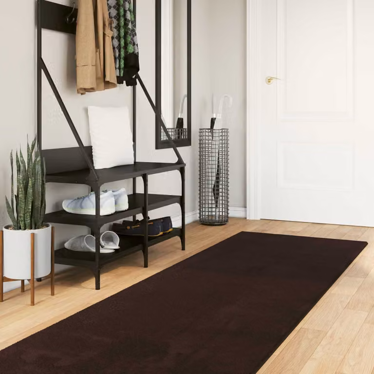 Tappeto a pelo medio vidaXL HUARTE Marrone, lavabile e adatto a riscaldamento a pavimento, in poliestere moderno per soggiorno o camera da letto