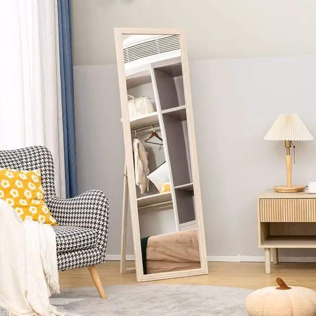 Specchio intero WISHDOR moderno con cornice rettangolare, bianco, L: 160 cm, P: 50 cm