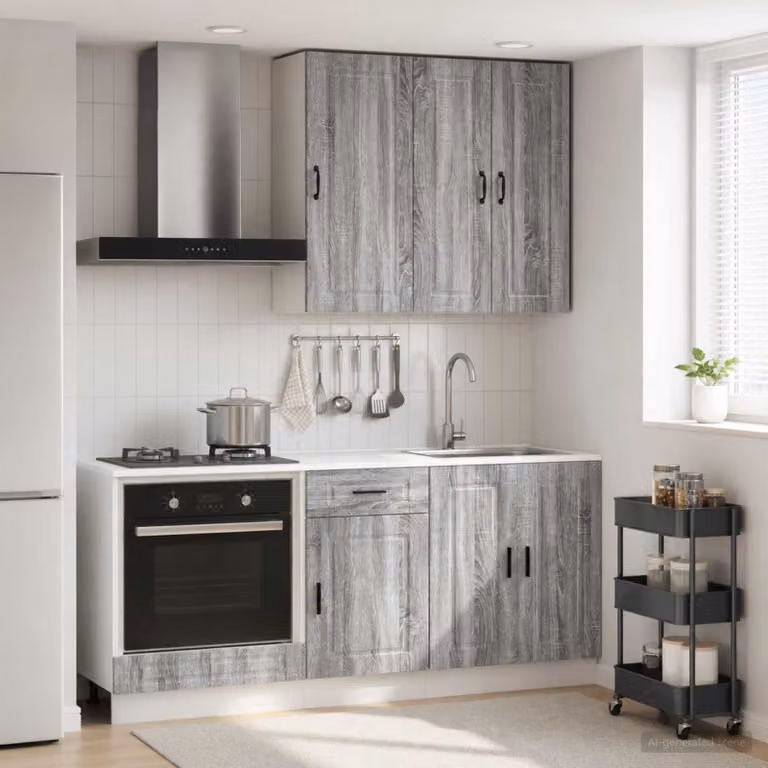 Unità cucina moderna vidaXL PORTO composta da 5 pezzi in legno ingegnerizzato grigio opaco