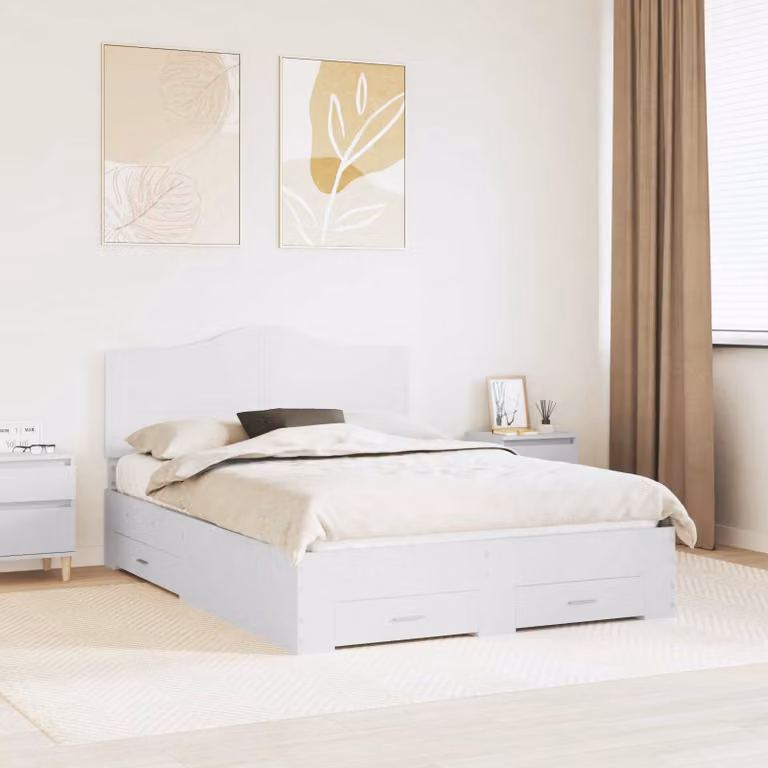 Struttura del letto moderna vidaXL in legno ingegnerizzato bianco con cassetti L/P/H: 206 x 143 x 100 cm (140 x 200 cm)